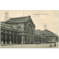 carte postale ancienne CHARLEROI. La Gare du Sud