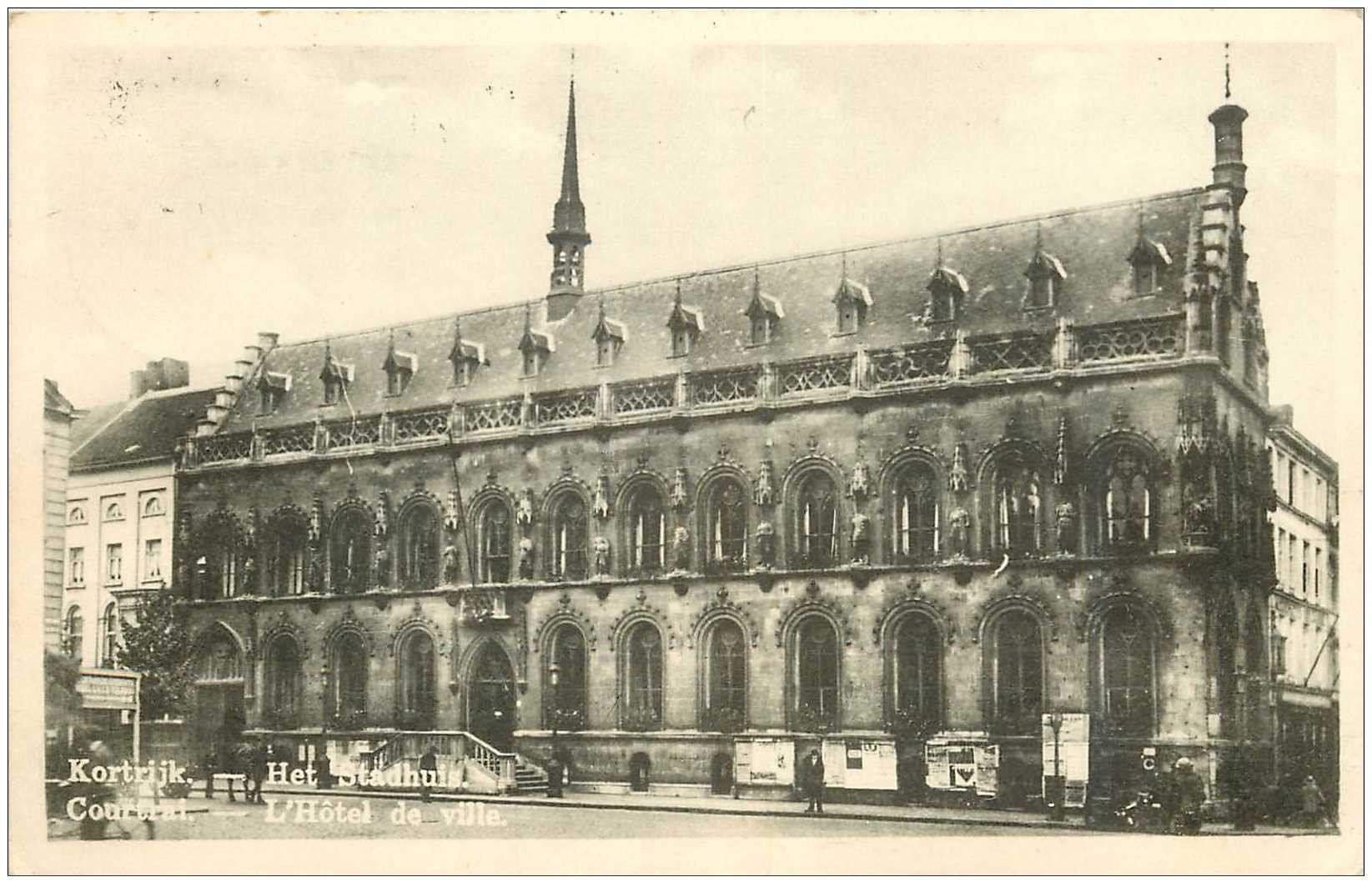 carte postale ancienne COURTRAI. Hôtel de Ville 1936