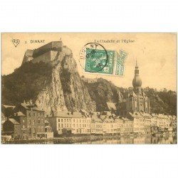 carte postale ancienne DINANT. Citadelle et Eglise 1912