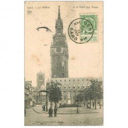 carte postale ancienne GAND GENT. Beffroi et Hall aux Draps