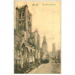 carte postale ancienne GAND GENT. Les Trois Tours 1913 timbre manquant