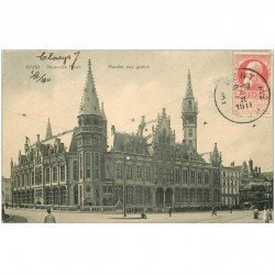 carte postale ancienne GAND GENT. Nouvelle Poste et Marché aux Grains 1911