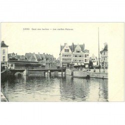 carte postale ancienne GAND GENT. Quai aux Herbes vieilles Maisons