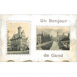 carte postale ancienne GAND GENT. Un bonjour double vue carte aux bords découpes stylisés 1910