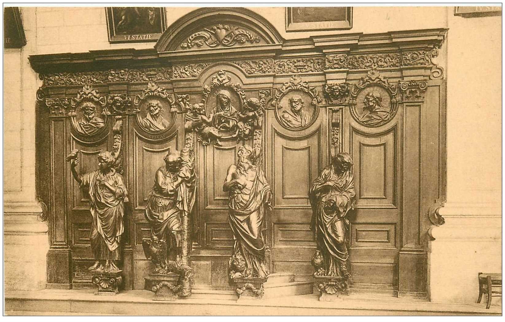 carte postale ancienne GRIMBERGHEN. Eglise Abbatiale Confessionnal