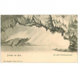 carte postale ancienne GROTTES DE HAN. Salle d'Embarquement vers 1900
