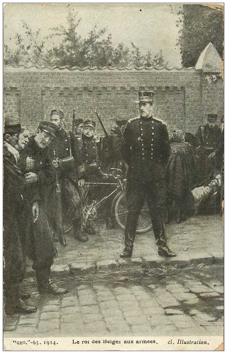 carte postale ancienne GUERRE 1914-18. Le Roi des Belges aux armes