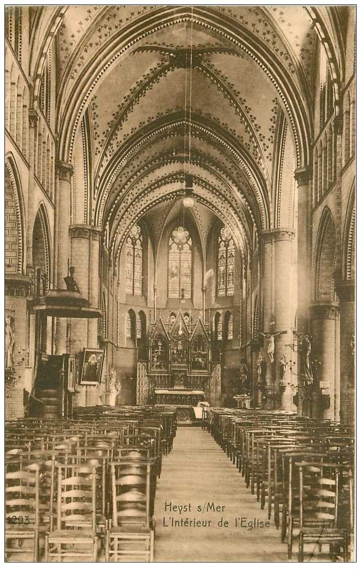 carte postale ancienne HEIST HEYST SUR MER. L'Eglise 1938