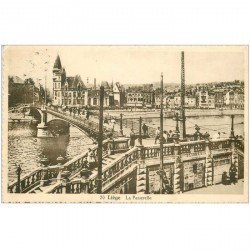 carte postale ancienne LIEGE. La Passerelle 1935. Bords dentelés à la ficelle