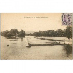 carte postale ancienne LIEGE. Meuse et Dérivation 1925