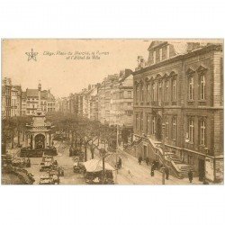 carte postale ancienne LIEGE. Place du Marché Perron et Hôtel de Ville