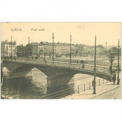 carte postale ancienne LIEGE. Pont Neuf animé