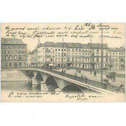 carte postale ancienne LIEGE. Pont Neuf animé 1905
