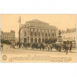 carte postale ancienne LIEGE. Thétre Royal Statue de Grétry