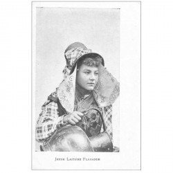 carte postale ancienne METIERS. Une Jeune Laitière Flamande vers 1900
