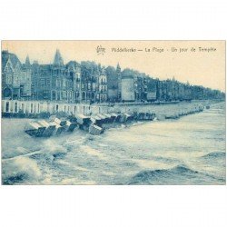 carte postale ancienne MIDDELKERKE. Plage Jour de Tempête 1929