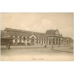 carte postale ancienne MONS. La Gare