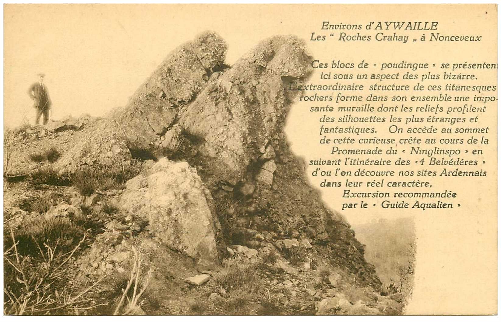 carte postale ancienne NONCEVEUX. Les Roches Crahay avec personnage