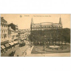 carte postale ancienne OSTENDE OOSTENDE. Place Marie José et Rue Adolphe Buyl