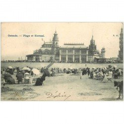 carte postale ancienne OSTENDE OOSTENDE. Plage et Kursaal 1905