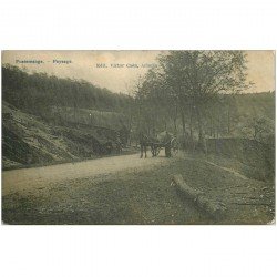 carte postale ancienne PUSSEMANGE. Attelage et Paysage 1912
