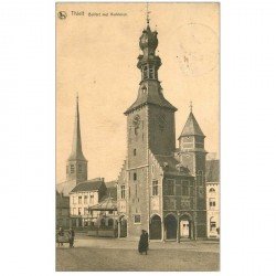carte postale ancienne THIELT. Belfort met kerktoren 1924