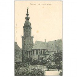 carte postale ancienne VEURNE FURNES. Tour du Beffroi vers 1900 animation