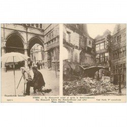 carte postale ancienne YPRES IEPER. Le nieuwerck avant et après Bombardement