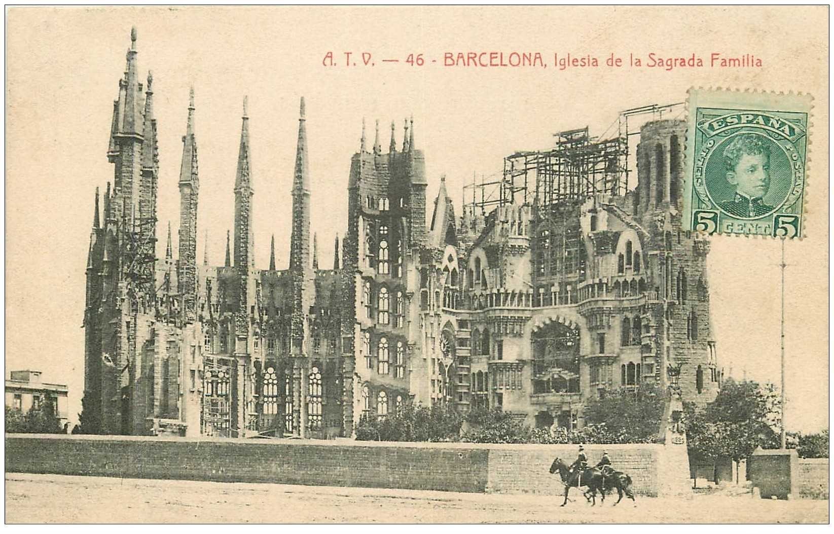 carte postale ancienne BARCELONA. Iglesia de la Sagrada Familia 1909