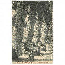 carte postale ancienne BARCELONA. Parque Güell. Pont de Dalt 1908