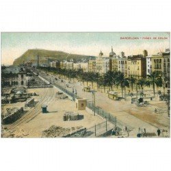 carte postale ancienne BARCELONA. Paseo de Colon