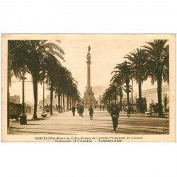 carte postale ancienne BARCELONA. Paseo de Colon Colomb 1934