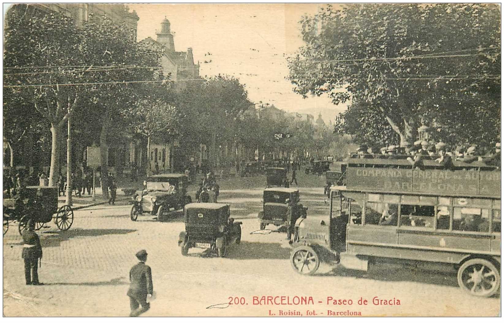 ESPAGNE. Barcelona. Paseo de Gracia. Compagnie des Autocars 1958