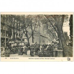 carte postale ancienne ESPAGNE. Barcelona. Rambla e Iglesia de Ntra Sra del Carmen. Photo carte postale 1950