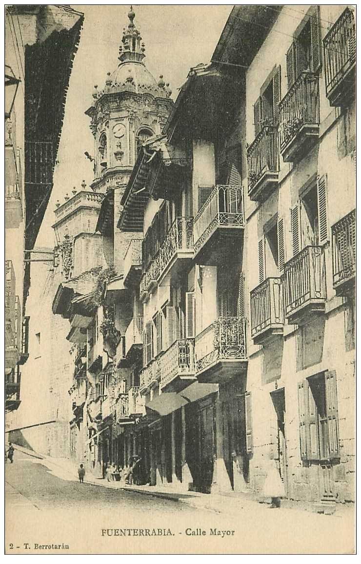 carte postale ancienne Espagne. FUENTERRABIA. Calle Mayor