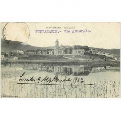 carte postale ancienne Espagne. FUENTERRABIA. Vista general 1907. Timbre taxe au verso