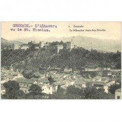 carte postale ancienne Espagne. GRANADA. La Alhambra desde San Nicolas