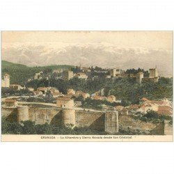 carte postale ancienne Espagne. GRANADA. La Alhambra y Sierra Nevasa desde San Cristobal