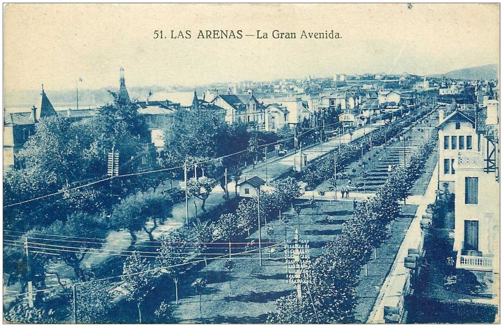 carte postale ancienne Espagne. LAS ARENAS. La Gran Avenida