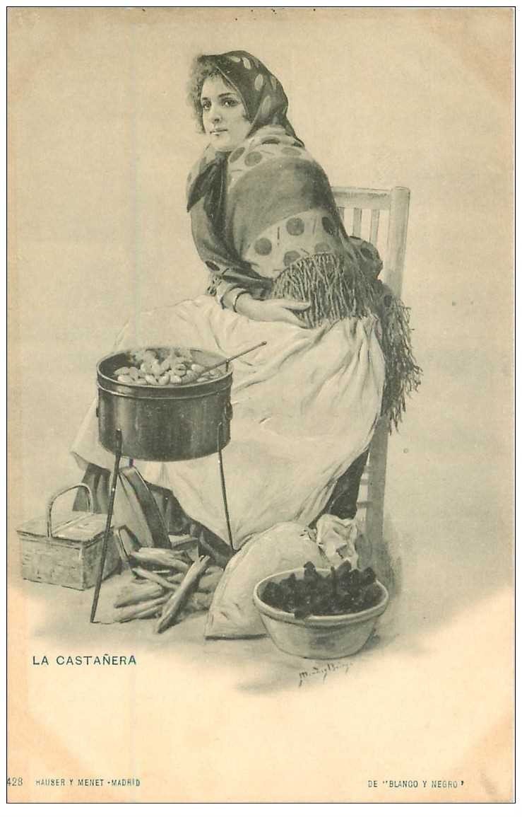ESPAGNE. Madrid. La Castera. Vieux métiers la Vendeuse de Châtaignes vers 1900