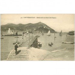 carte postale ancienne Espagne. SAN SEBASTIAN. Embarcadero del Real Club Nautico