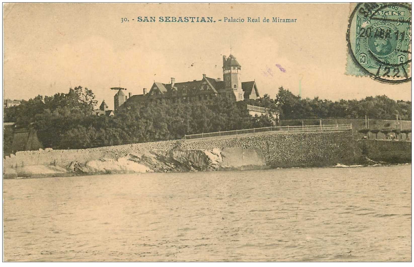 carte postale ancienne Espagne. SAN SEBASTIAN. Palacio Real de Miramar 1911