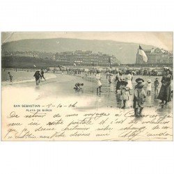 carte postale ancienne Espagne. SAN SEBASTIAN. Playa de Banos 1904
