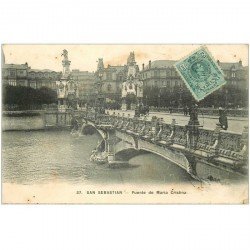 carte postale ancienne Espagne. SAN SEBASTIAN. Puente Maria Cristina vers 1914
