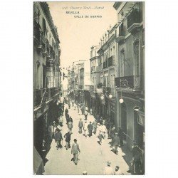 carte postale ancienne ESPAGNE. Sevilla. Calle de Sierpes vers 1900