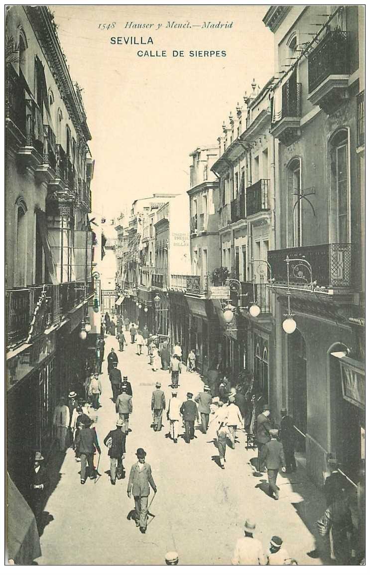 ESPAGNE. Sevilla. Calle de Sierpes vers 1900