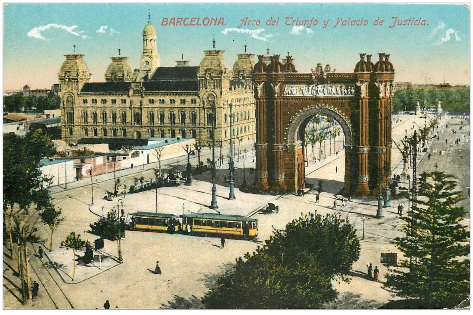 carte postale ancienne Espagne. SEVILLA. Lalacio de Justicia y Arco del Triunfo