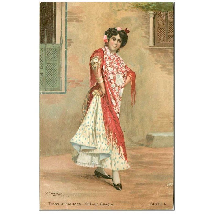 Poupée Danseuse Flamenco Robe à Pos Rouges. 15cm