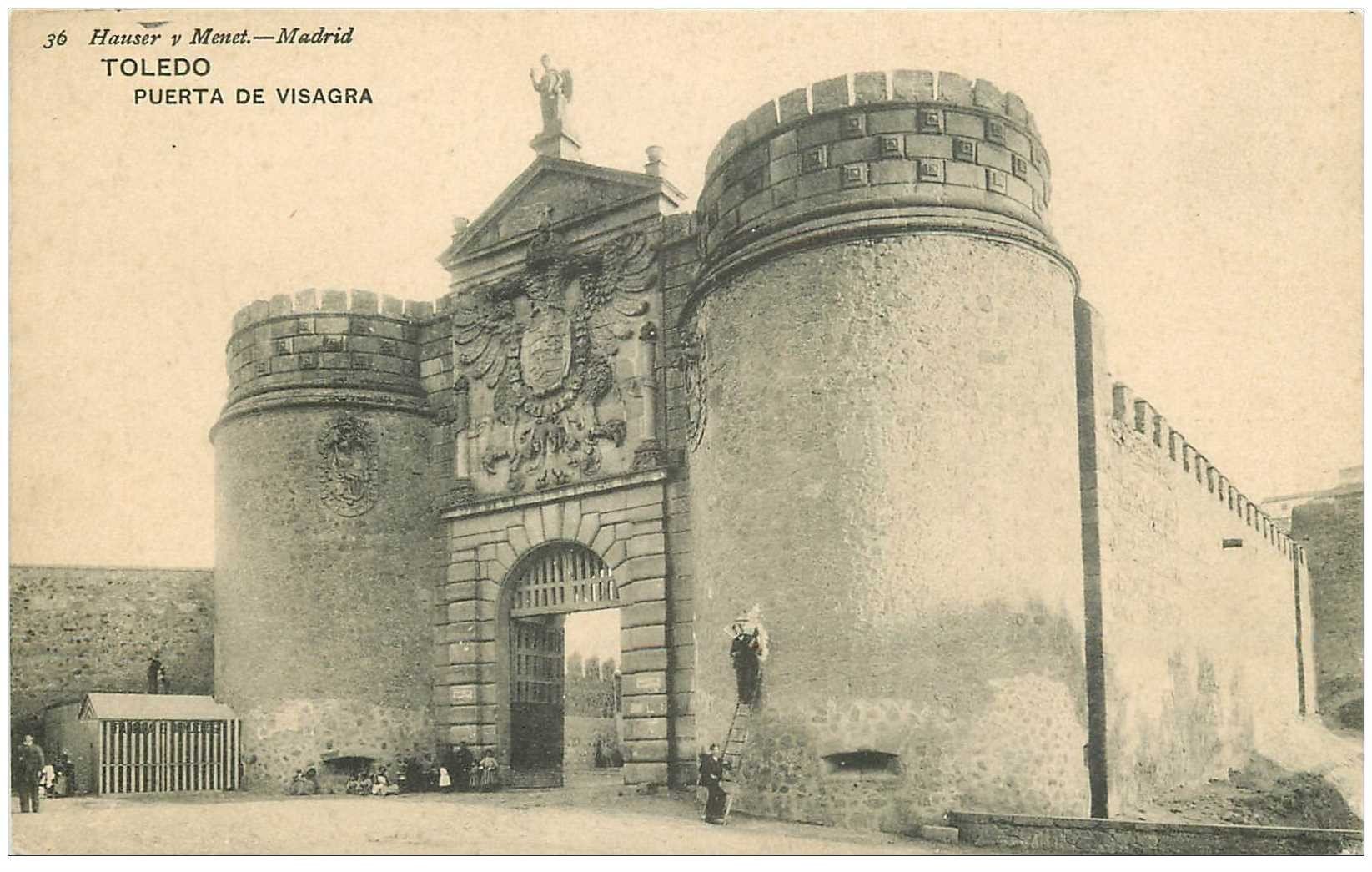 ESPAGNE. Toledo. Puerta de Visagra avec Ouvriers Maçons