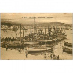 carte postale ancienne ESPAGNE. Vigo Cangas. Muelle del Comercio. Bateaux et Port de Pêche